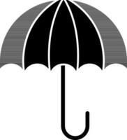 piatto stile ombrello o cura icona nel nero e bianca colore. vettore