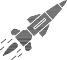 isolato missile o razzo icona nel nero e bianca colore. vettore