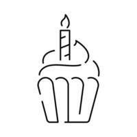 festa, compleanno, vacanze - schema vettore linea icona. torta e candela.