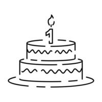 compleanno, vacanze, festa linea icone vettore cartello. torta e candela.