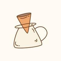 caffè gocciolare disegnato a mano illustrazione, caffè Casa, caffè negozio, bar attrezzatura illustrazione vettore