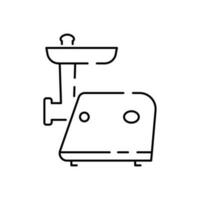 elettrico carne macinino icona. linea stile. isolato vettore schema illustrazione su bianca sfondo. cucina domestico elettrodomestici.