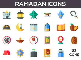vettore illustartion di colorato Ramadan 23 icone.