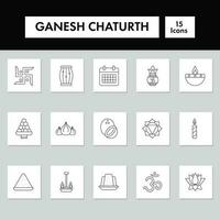 illustrazione di ganesh Chaturthi icona impostato nel linea arte. vettore