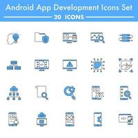 blu e bianca colore impostato di androide App sviluppo icona. vettore