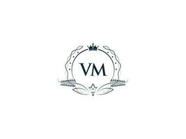 iniziale vm logo lettera disegno, minimo reale corona vm mv femminile logo simbolo vettore