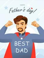 Il padre di giorno. migliore papà, super eroe. cartone animato saluto vettore saluto carta.