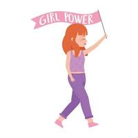 bandiera della holding della ragazza di giorno delle donne con il testo di potere della ragazza vettore
