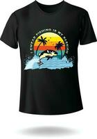 io giurare pesca è mio passione Vintage ▾ retrò stile mare pesce blu balena palma albero estate spiaggia Alba mare spiaggia vettore illustrazione maglietta design eps 10