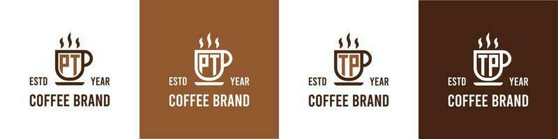 lettera pt e tp caffè logo, adatto per qualunque attività commerciale relazionato per caffè, Tè, o altro con pt o tp iniziali. vettore
