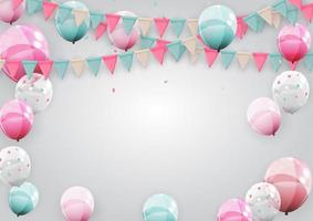 sfondo vacanza astratta con palloncini per promozione pubblicitaria e biglietto di auguri o invito vettore