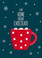 stare a casa bere cioccolato inverno concetto vettore