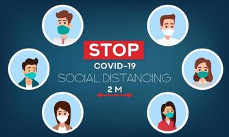 concetto di distanza sociale, prevenzione del coronavirus banner web vettore