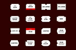 prodotti prezzo adesivi prezzo etichetta modello, impostato di icone per ragnatela e mobile vettore