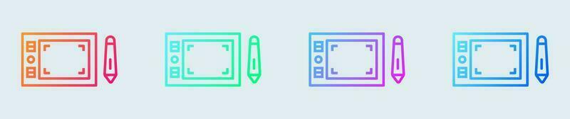 penna tavoletta linea icona nel pendenza colori. disegno segni vettore illustrazione.