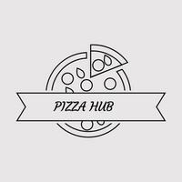 Pizza vettore logo design modello. Pizza logo design. Pizza linea logo.