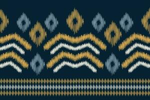 etnico ikat tessuto modello geometrico stile.africano ikat ricamo etnico orientale modello Marina Militare blu sfondo. astratto,vettore,illustrazione.per trama, abbigliamento, scraf, decorazione, tappeto, seta. vettore