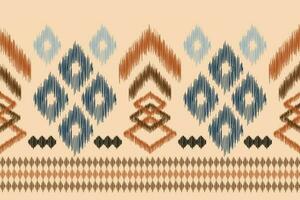 etnico ikat tessuto modello geometrico stile.africano ikat ricamo etnico orientale modello Marrone crema sfondo. astratto,vettore,illustrazione.per trama, abbigliamento, scraf, decorazione, tappeto, seta. vettore