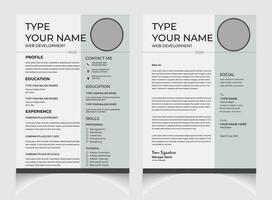 professionale CV o curriculum vitae modello design con lettera copertina design. vettore