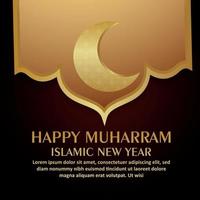 cartolina d'auguri felice di celebrazione del festival del nuovo anno islamico di muharram con l'illustrazione di vettore