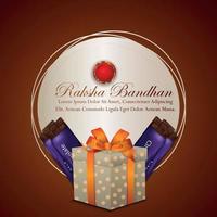 felice celebrazione rakhi sfondo con doni e cioccolato vettore