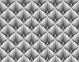 motivo geometrico astratto con linee a strisce artistico ventaglio forma floreale ornamentale piastrella sfondo trama in bianco e nero vettore