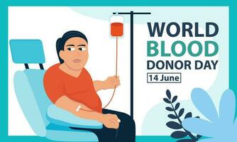 illustrazione vettore grafico di un' uomo è avendo il suo sangue trasfusione, Perfetto per internazionale giorno, mondo sangue donatore giorno, celebrare, saluto carta, eccetera.