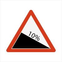ripido pendenza dieci per cento pendenza avvertimento strada cartello isolato vettore