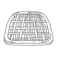 torta decorato con strisce nel mano disegnato scarabocchio stile. vettore illustrazione isolato su bianca. colorazione pagina.
