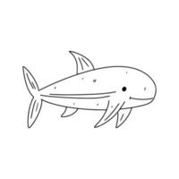 carino squalo nel mano disegnato scarabocchio stile. vettore illustrazione isolato su bianca. colorazione pagina.