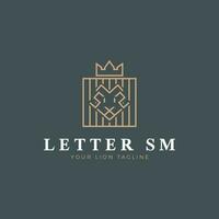 lettere sm Leone logo design vettore