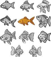 pesce rosso schema icona isolato linea vettore illustrazione