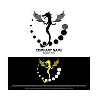 Drago logo vettore design illustrazione, animale loghi concetto