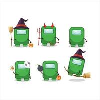 Halloween espressione emoticon con cartone animato personaggio di tra noi verde vettore