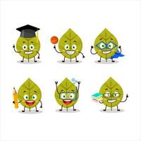 scuola alunno di verde le foglie cartone animato personaggio con vario espressioni vettore