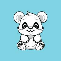 carino divertente poco panda bambino seduta sorridente vettore
