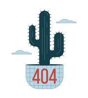 cactus nel nuvole errore 404 veloce Messaggio. in vaso deserto fiore. cactus pianta. vuoto stato ui design. pagina non trovato apparire cartone animato Immagine. vettore piatto illustrazione concetto su bianca sfondo