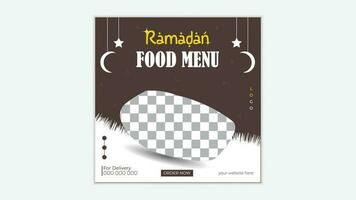 moderno Ramadan cibo menù sociale media bandiera vettore modello.