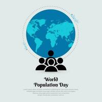 mondo popolazione giorno design vettore con mondo carta geografica e persone silhouette. mondo popolazione giorno sfondo vettore