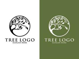 albero logo vettore, cerchio albero logo design modello vettore