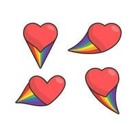cuore icona con arcobaleno bandiera cometa. amore diversità, orgoglio mese simbolo. vettore