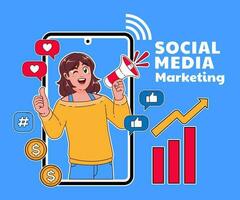 illustrazione di social media marketing vettore