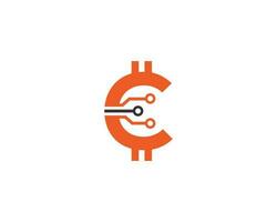 c lettera crypto moneta logo design iniziale digitale scambio tecnologia vettore. vettore