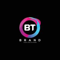 iniziale lettera bt logo design con colorato stile arte vettore