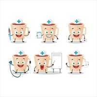 medico professione emoticon con ringraziamento tè cartone animato personaggio vettore
