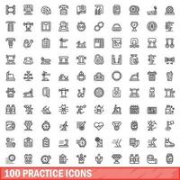 100 pratica icone impostare, schema stile vettore