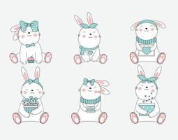 simpatico cartone animato animale coniglio vettore