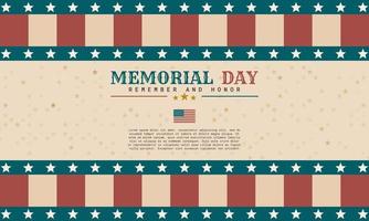 stile retrò memorial day background template design vettore