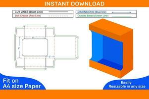 costume Prodotto Schermo scatola confezione Dieline modello e 3d scatola design scatola Dieline e 3d scatola vettore