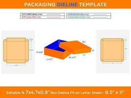 kraft confezione scatola con palpebre o i regali scatola Dieline modello di 4,7x4,7x0,8 pollice vettore